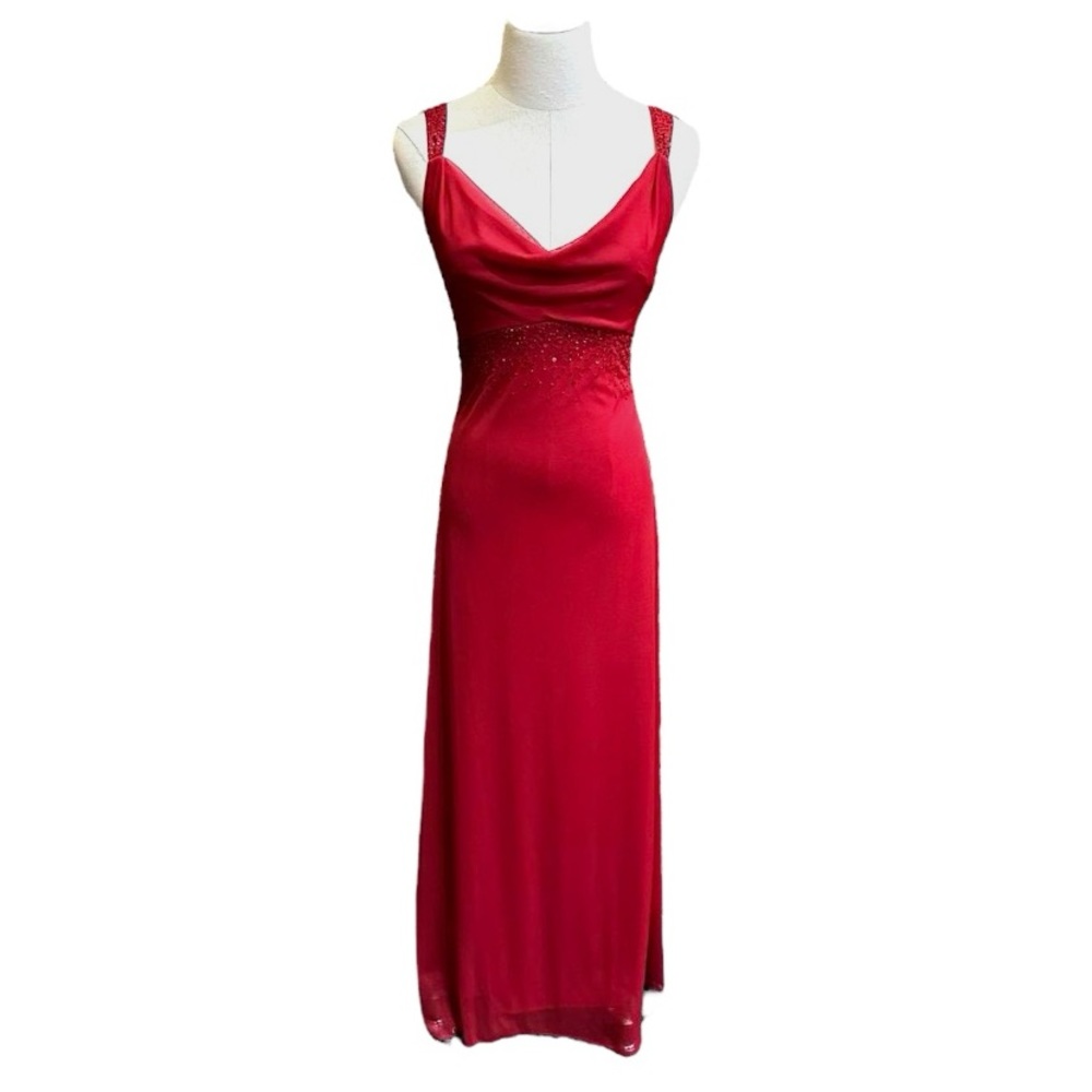 ALEX Evenings Cherry Red Beaded Cowl Neck
Formal Prom Dress Gown Size 4 Petite